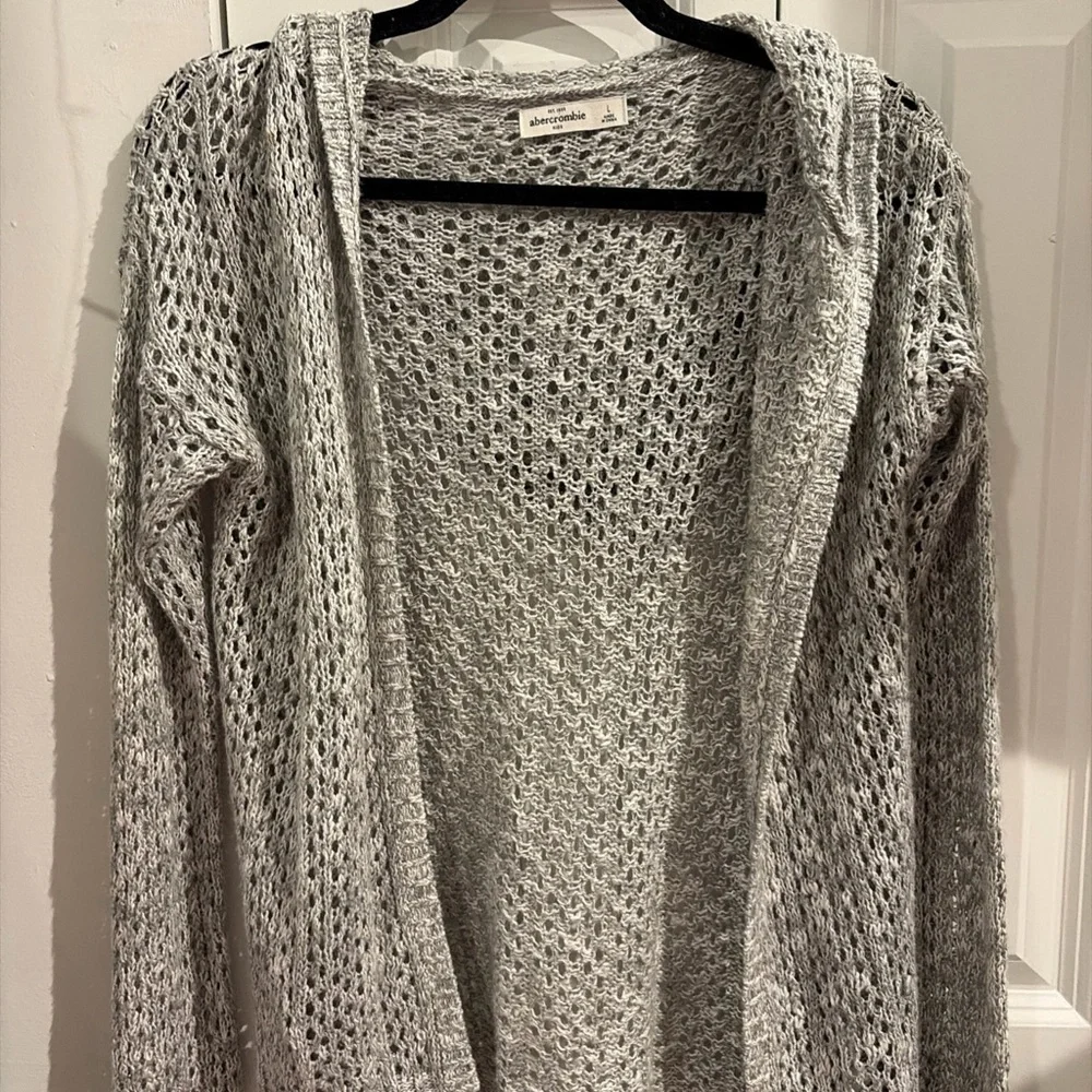 Abercrombie & Fitch Light Gray Open-Knit Women's Cardigan